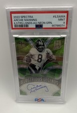 2022 Spectra Archie Manning Neon Green Prizm Illustrious Legends Auto /35 PSA 9