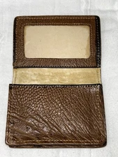 Ostrich Brown Leather Wallet Ostrich Credit Card Wallet ID Wallet Business Cards