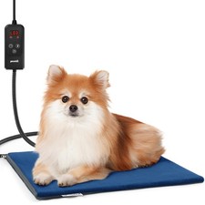 Pecute Heated Pet Bed Pad: Cat Dog, 6-Temp, Timer, Waterproof, Chew-Resistant Ca
