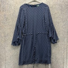 Lauren Ralph Lauren Dress Womens 4 Blue Polka Dot Bell Sleeve Shift Short Mini