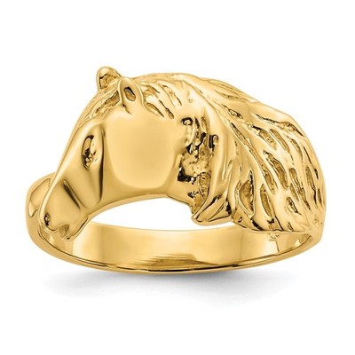Ausgefallener Ring 14 Karat Gelbgold poliert Pferdekopfform Größe 7