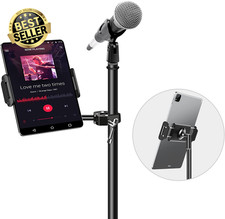 Aluminum iPad Holder for Mic Stand 360° Swivel Adjustable Tablet Mount 4-13 Inch