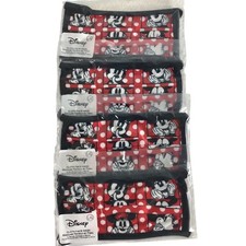 Disney Minnie Mouse Masque Visage Tissu Rouge à Pois Lot de 4 Grand Adulte L/G NEUF