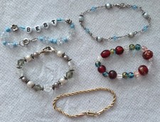 Child/Youth/Young Girls Mixed Lot 5 Multicolor Beaded Bracelets STRETCH METAL