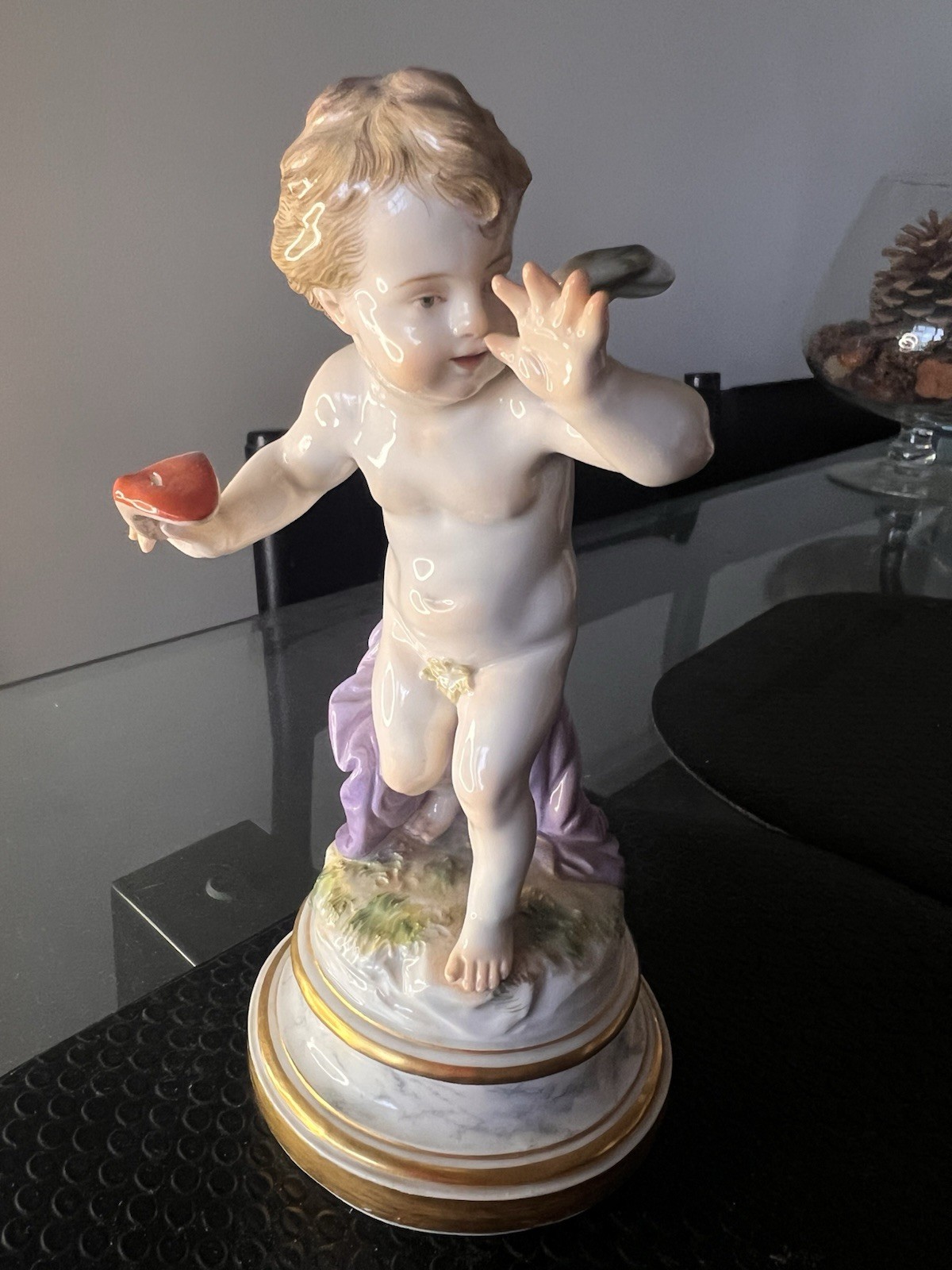 Meissen Porcelain Figurine Cupid Holding A Mask L-Series L110