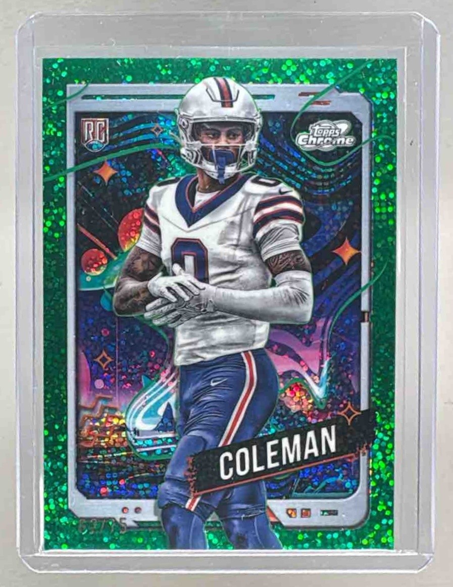Keon Coleman 2024 Topps Cosmic Chrome #111 Green Space Dust Refractor RC /75