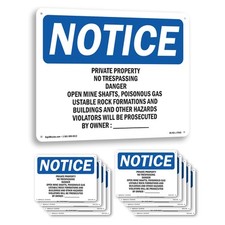 Private Property No Trespassing Danger Open OSHA Notice Sign, Decal 5 or 10 Pack