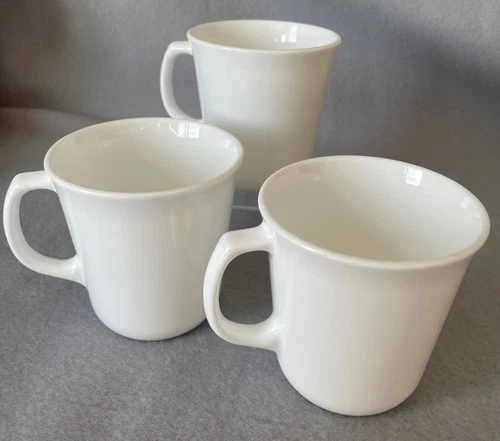 Corning USA Winter Frost White Coffee Cups D-Handle Mugs (3 Count)