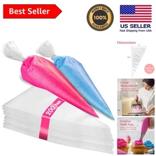 200-Pack 12-Inch Tipless Piping Bags - Ideal for Icing and Decorating