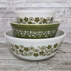Vintage Pyrex Spring Blossom Green Nesting Bowls 402 403 404 Crazy Daisy