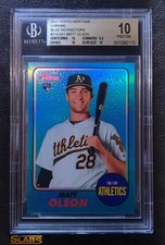 MATT OLSON 2017 TOPPS HERITAGE CHROME BLUE REFRACTOR RC /68 PRISTINE 10 POP 1