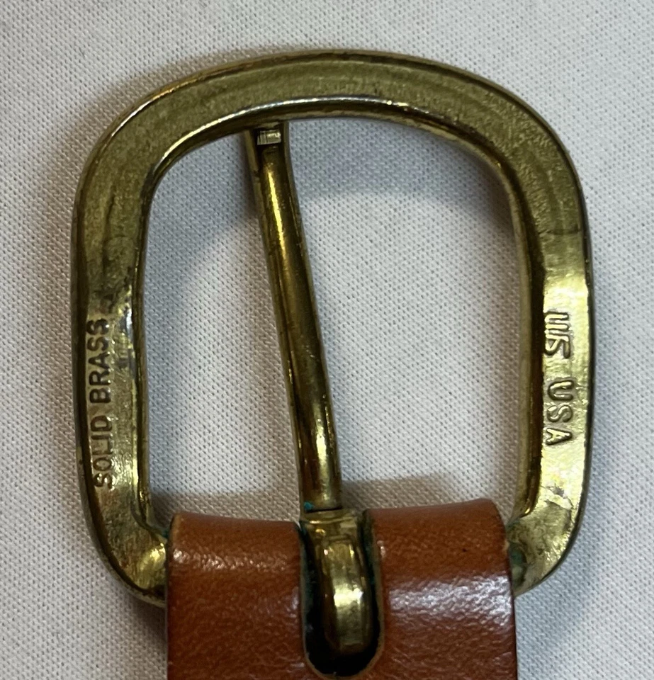 Cinto de fita de algodão masculino de couro bronze veleiro náutico marinho masculino tamanho 40 feito à mão - Imagem 2 de 4