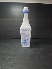 Vandermint Liquor Bottle Decanter, Blue White Windmill Glass, D-126 5886, 11.5"