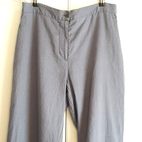 John Lewis - 14 Cornflower Blue 100% Linen Straight Leg Trousers - Picture 2 of 5