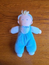 Vintage Eden Terrycloth Blue Boy Plush Doll Yarn Hair Pastel Lovey Toy READ