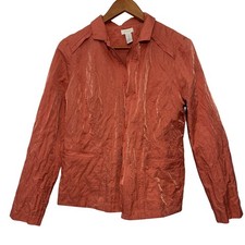 Chico's Pink Open Blazer Jacket with Metallic Accents and Pockets Size 1