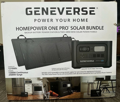 [FREE SHIP]Geneverse HomePower ONE PRO + 2x 100W Solar 1210Wh LiFePO4 Generator
