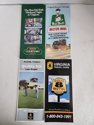 Super 8 Motel Quality Inn Marriott 1988 Virginia VA Vintage Brochure Lot Of 4