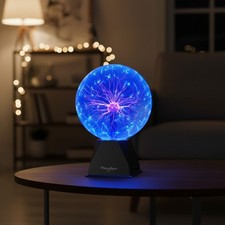 Captivating 8-Inch Blue Plasma Ball - Touch-Responsive Sound-Activated Decor