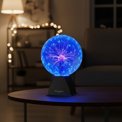 Captivating 8-Inch Blue Plasma Ball - Touch-Responsive & Sound-Activated Decor