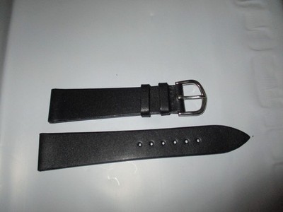 watchstrap black watch band strap 20mm genuine leather usa black smooth nickel
