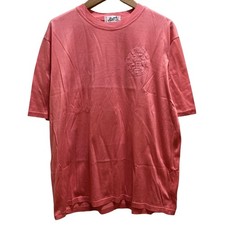 HERMES Embroidered T-shirt, Short Sleeve, Size XL, Pink Women USED
