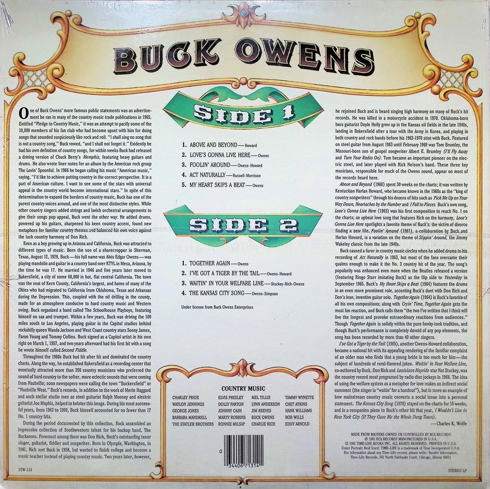 Buck Owens - Country Music Series Compilation LP/New sealed - Image 2 of 4