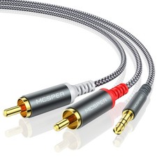 MCSPER RCA to 3.5mm AUX Cable, 6.6 Feet 3.5 mm 1/8 1-PACK, Grey