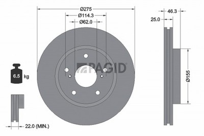 2x Bremsscheibe PAGID 55327NC für LEXUS HS ANF10 250h