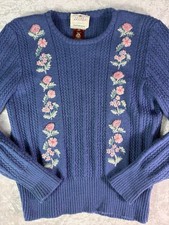 Vintage Susan Bristol Wool Sweater Floral Embroidered Cottagecore Grandmacore M
