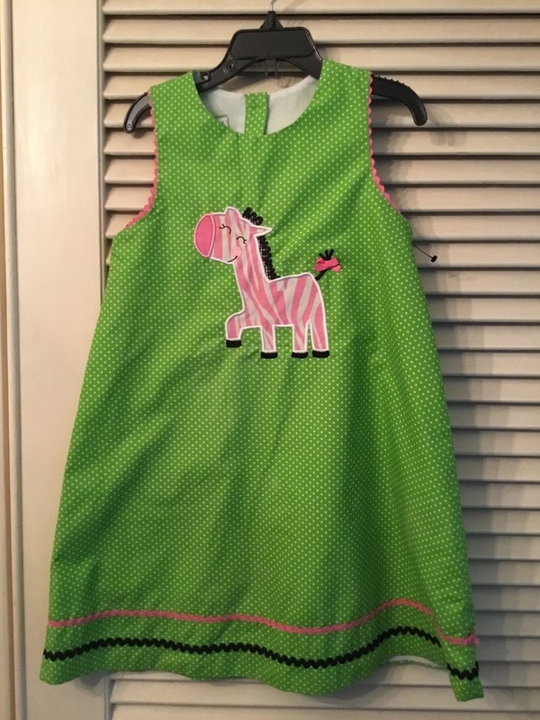 CANDYLAND Zebra Jumper  Dress size 5 Girls green polka dot