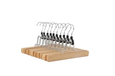 Amazon Basics Wooden Pants Hangers Closet Organizer, 20-Pack, Natural