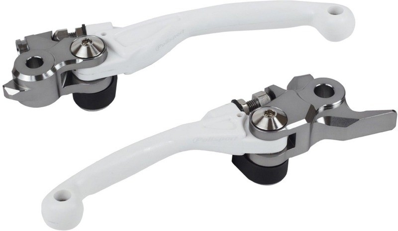 Levier blanc pivotant Polisport Husqvarna motocross accessoire guidon