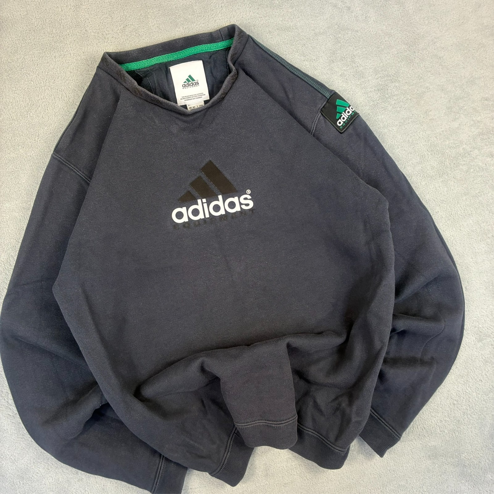 Vintage Adidas Equipment Navy Spellout Heavyweight Small Sweatshirt image 2
