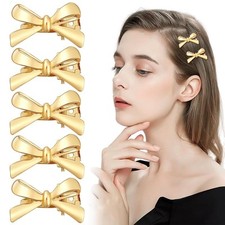 Small Metal Hair Bows for Women Girls 5Pcs Gold Bow Clips A-Gold,5Pcs