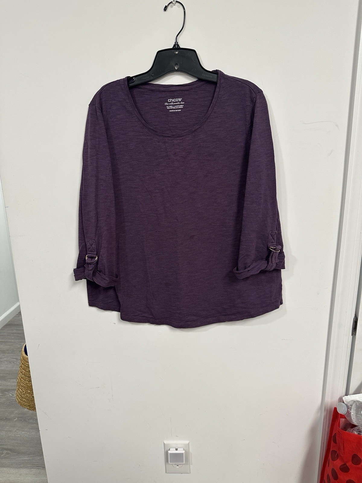 Chico's Women's Solid Purple Button-Top, Cotton B… - image 3