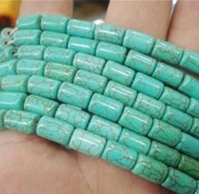 Natural Rare 6x9mm Blue Turquoise Gemstone Barrel Loose Beads 15"