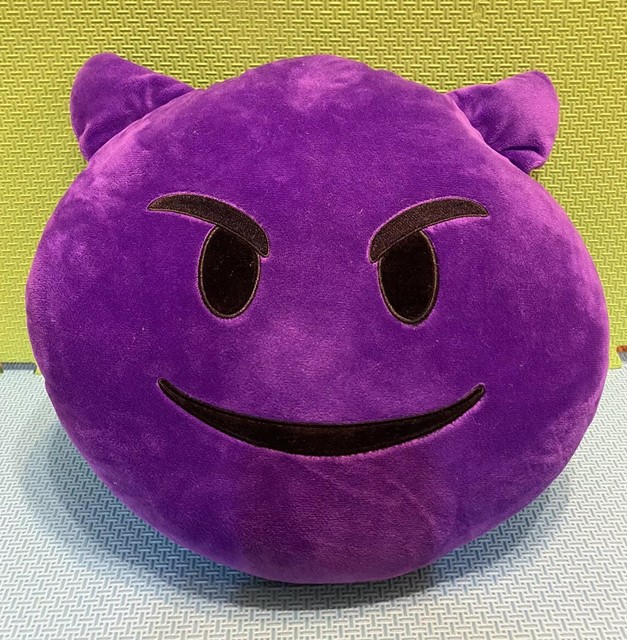 Purple Devil Emoji Plush Stuffed Animal Toy Horns Soft Violet Large | eBay