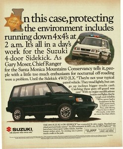 1993 SUZUKI Sidekick Green 4-door Vintage Print Ad