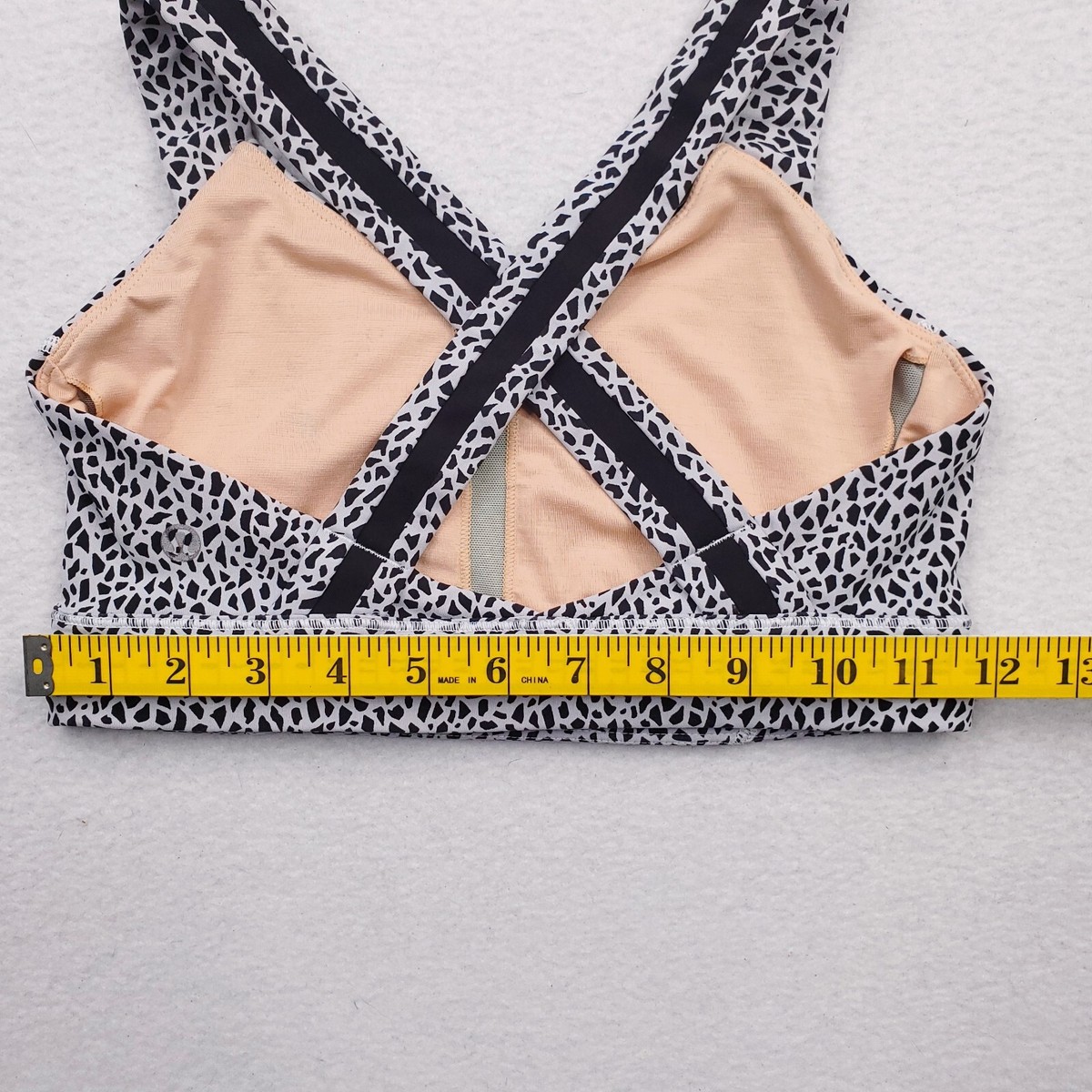 Lululemon Rack Pack Bra Womens Black White Mosaic Geometric