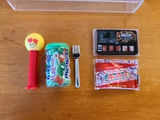 Lot of 5 Zuru 5 Mini Brands Mini Figurines -Mentos, PEZ, Smarties, Bacon, & Fork