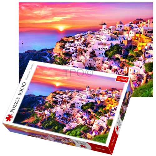 Trefl 1000 sztuk Dorosły Duży zachód słońca na Santorini Grecja Puzzle NOWE - Zdjęcie 1 z 3