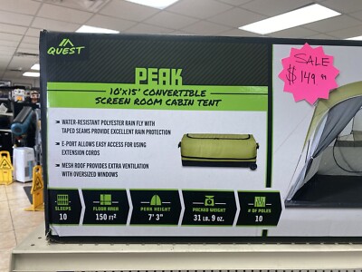 QUEST 10×10 テント QUEST 10' x 15' 10 Person Convertible Screen Room Cabin Tent NEW