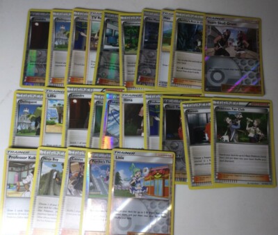 Pokemon TCG Lot of 25 Trainer Supporter Set Cards Hau Lillie Teammates Holofoil 