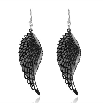Black Color Feather Shaped Earrings Women Fashion Jewelry Accessory Drop  Earring
