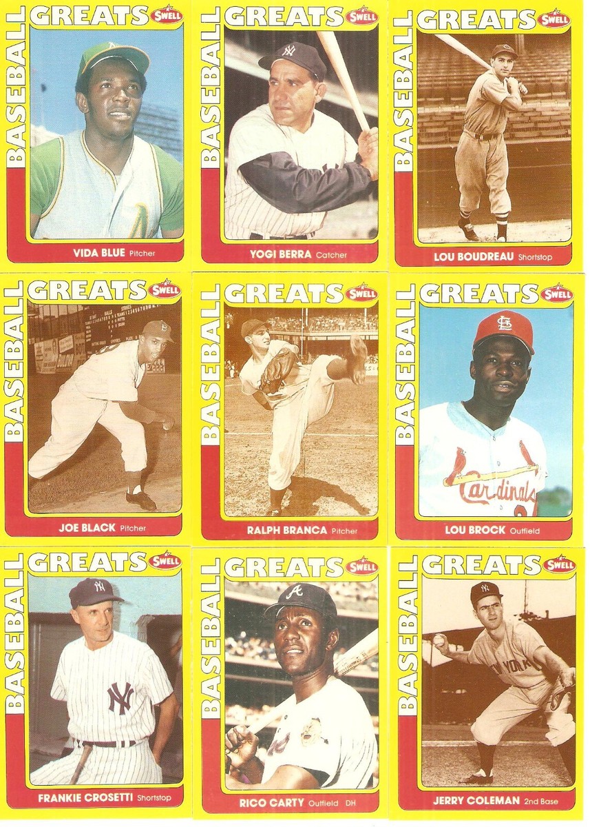 98 DIFFERENT SWELL BASEBALL GREATS BASEBALL CARD LOT BIG NAMES AND
