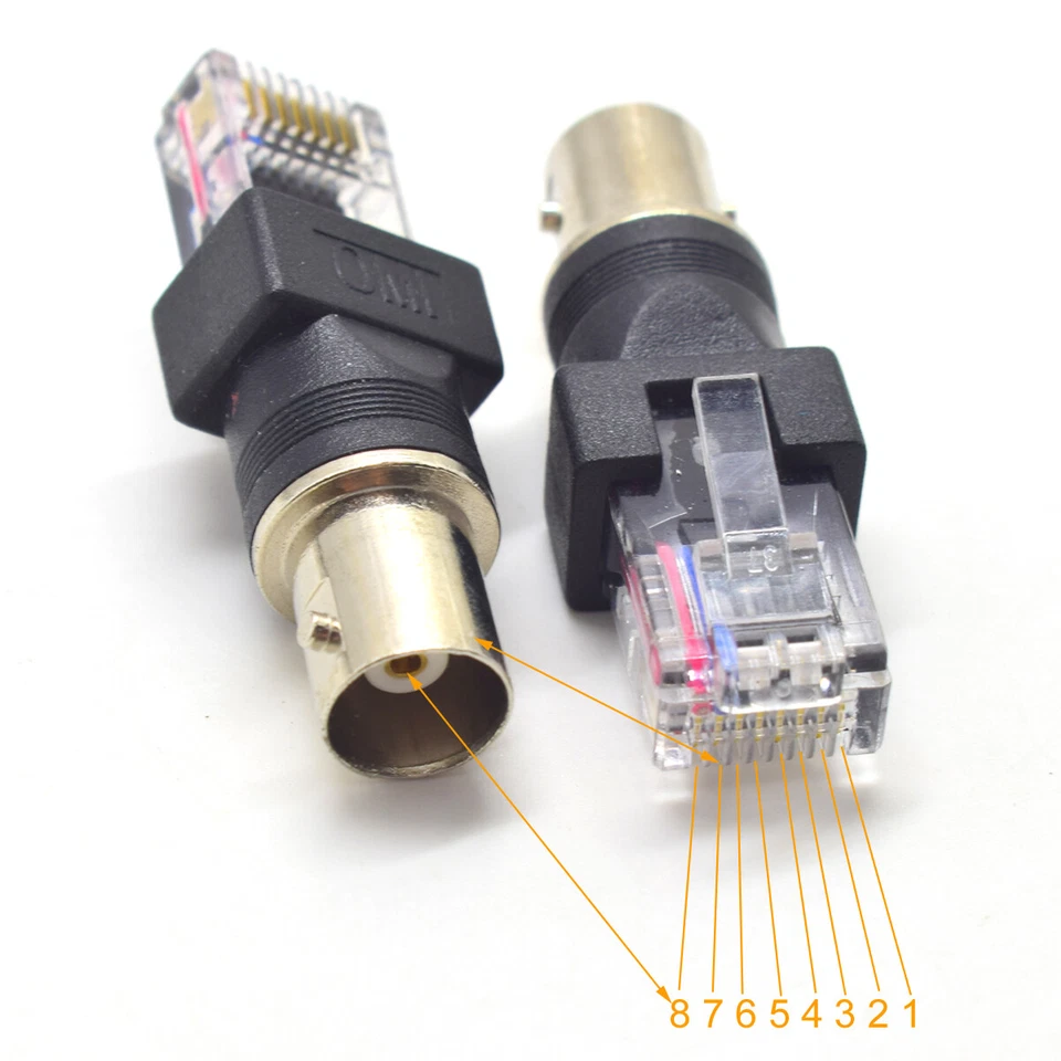 5pcs BNC Female to RJ45 Male Adapter Coaxial Barrel Coupler Adapter Connector - Image 2 of 4