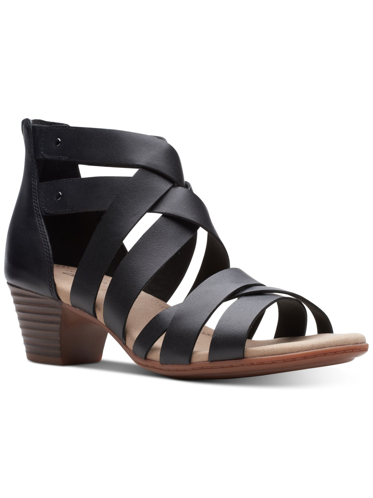 КОЛЛЕКЦИЯ ОТ CLARKS Женские черные кожаные босоножки Valarie Dream на блочном каблуке, 9,5 м