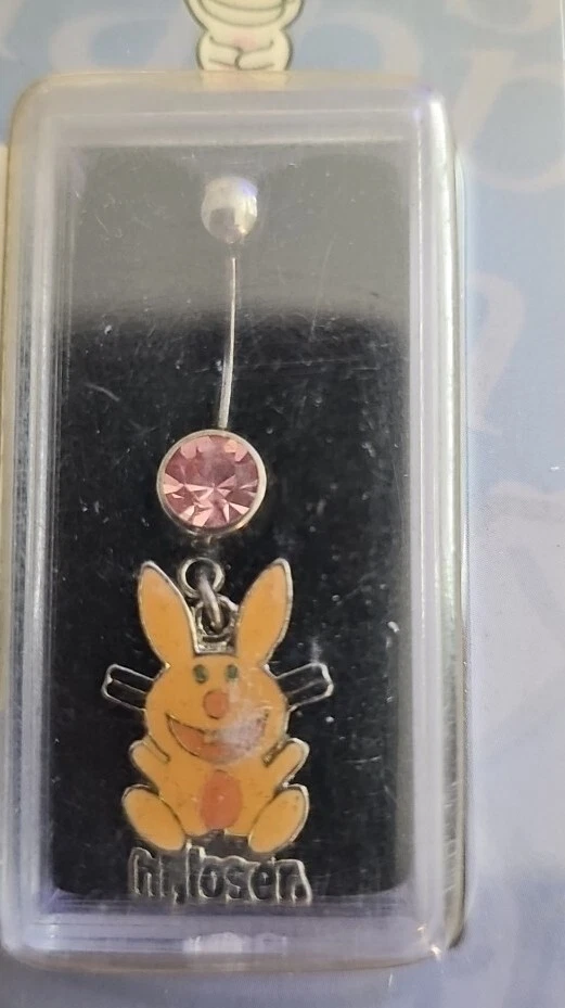 Jim Benton Bunny Naranja Cuelga Ombligo Anillo Naval Joyería Corporal Nuevo de Lote Antiguo Foto 2 de 4