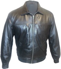 Men's Black MA2 Harington Pilot Bomber Army Coat 100% Real Leather Jacket XS-4XL